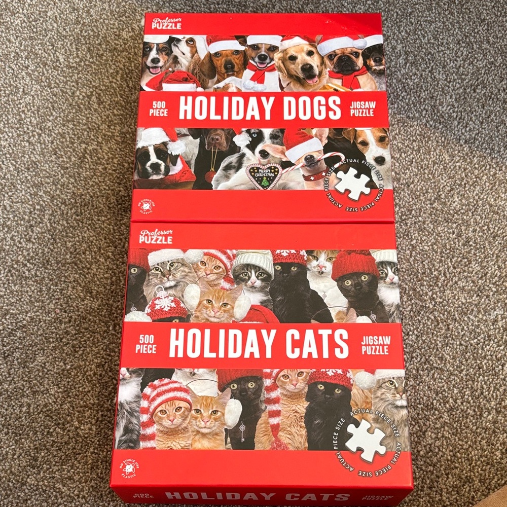 Holiday Dogs and Cats Jigsaw Puzzle Set